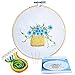 Caydo Flower Basket Embroidery Starter Kit Including Embroidery Cloth with Printed Pattern, Bamboo Embroidery Hoop, Colored Thread, Instructions for Beginner