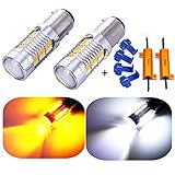 1157 2057 2357 7528 Turn Signal White Yellow Amber Switchback LED Light Bulbs 22 SMD with Projector, for Standard Socket, Not CK, Pair of 2 with Load Resistors