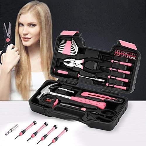 Cxssxling Werkzeugkoffer, Werkzeugkoffer, kompletter Werkzeugkoffer, rosa, Werkzeugkiste, Werkzeugkasten, Haushalt… – Bild 8