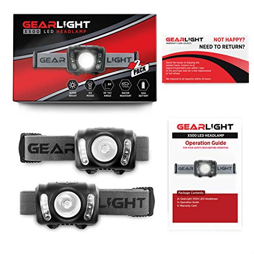 GearLight LED Headlamp Flashlight X500 [2 PACK] - 210 Lumens, 6 Hour Runtime, Multi-Color Flood Light, Running, Camping, and Hunting Headlamps - Best Head Lamp for Adults and Kids - Thumbnail 6