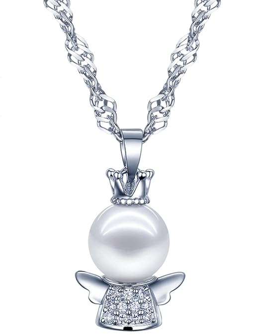 Yumilok 925 Sterling Silber Perle Zikonia Engel Schutzengel Anhänger Halskette Kette mit Anhänger für Damen Kinder