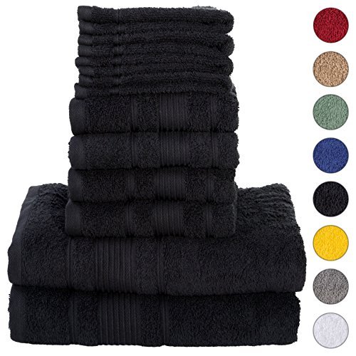 8 Piece Towel Set | Premium Quality Luxury Turkish Towels 2 Bath Towels, 2 Hand Towels, 4 Washcloths - BLACK - Thumbnail 7