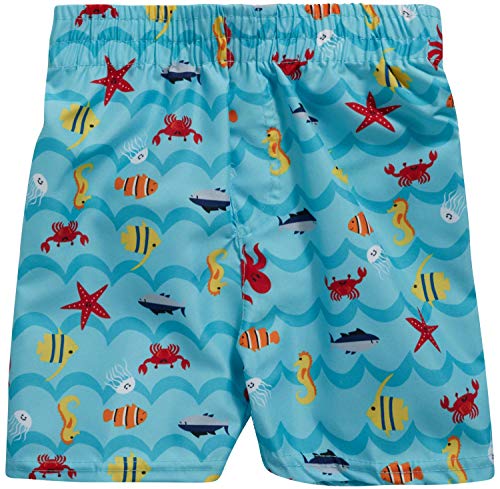 'Sweet and Soft Boys 4-Piece Rash Guard and Trunk Swimsuit Set - Short Sleeve, Fresh Fish, Size 2T'