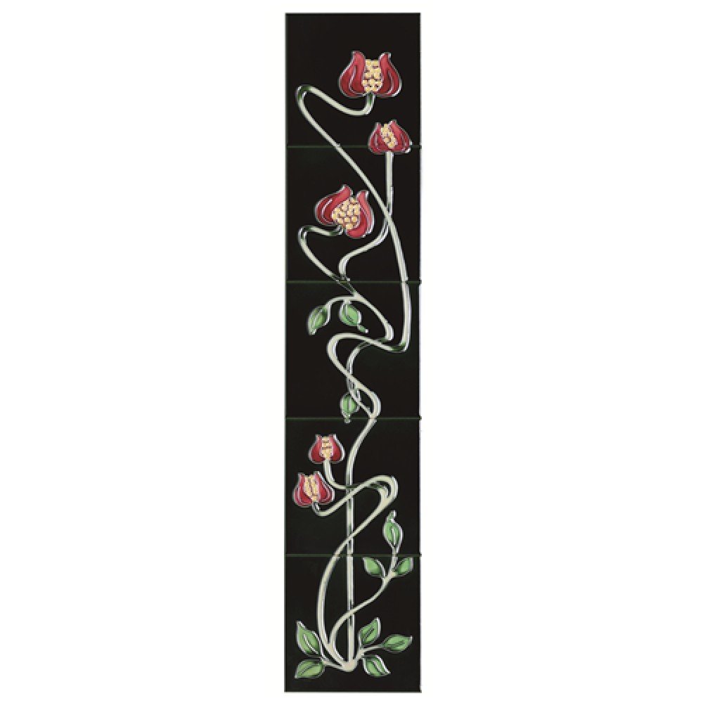 Ivory Burgandy Castec Liberty Tube Lined Victorian Fireplace Tiles