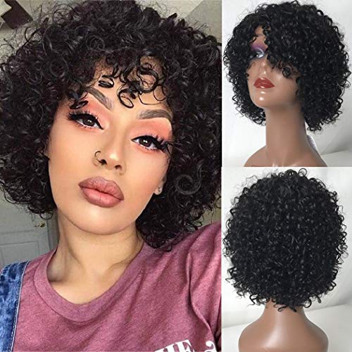 Bestsojoy 10A Short Curly Human Hair Wigs for Black Women 10inch Kinky Curly Wig Glueless None