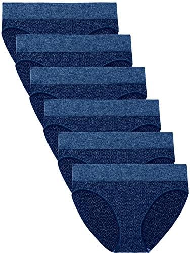 Areke Womens 6 Pack Seamless Low-Rise Bikini Panties, Soft Stretch No Show Hipster Brief Underwear for Ladies
