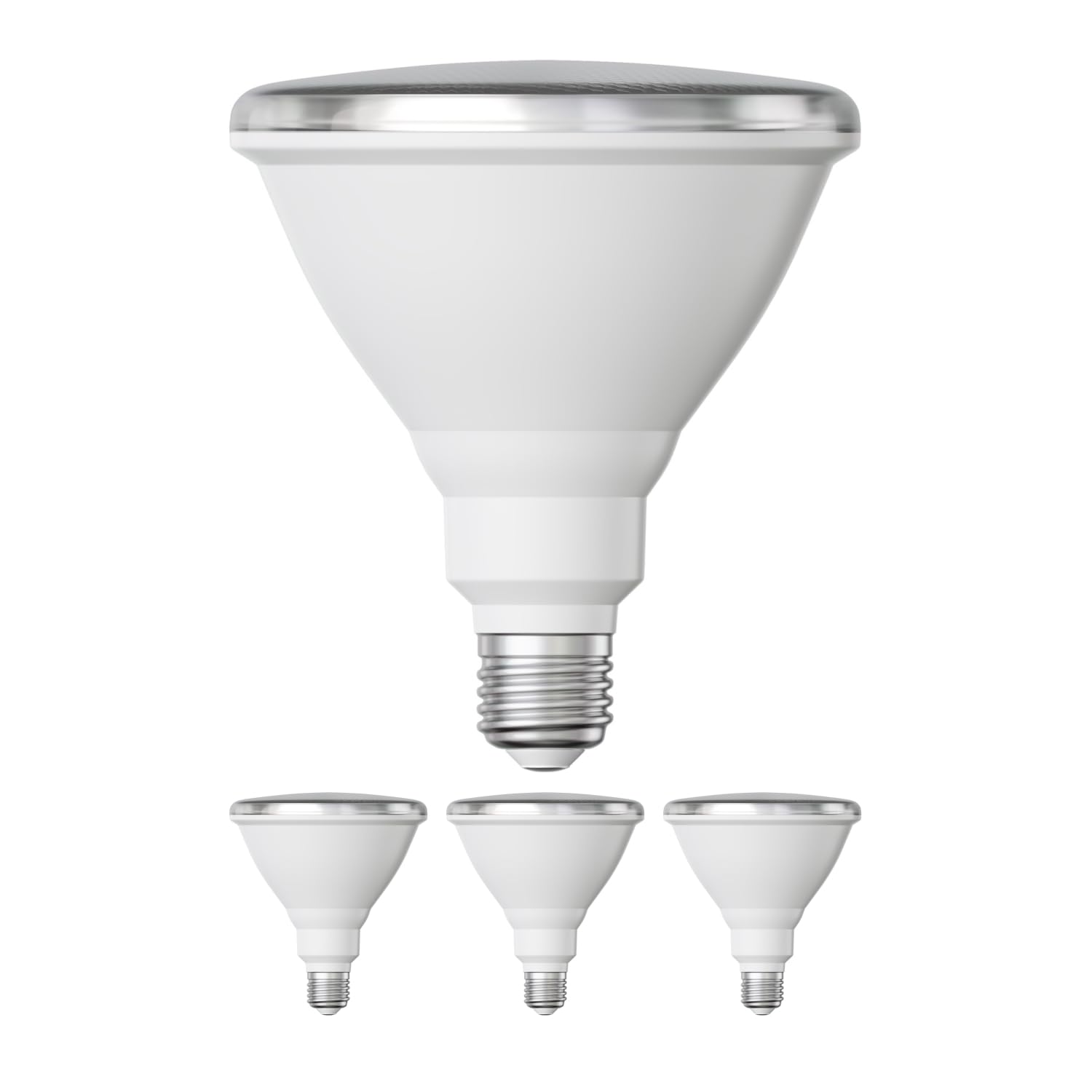 ledscom.de 4 Pieces E27 LED Bulb, PAR38 Short Neck, Warm White (2700 K), 15.7 W, 1152lm, 42°, Reflector Mirror (Silver)