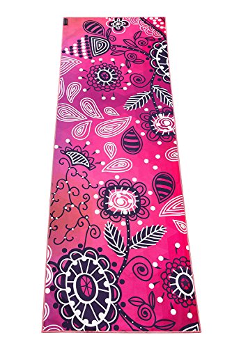 Yoga Towel - Fremous Non Slip Yoga Mats with Corner Pocket Design(72"x25")- Skidless Microfiber Bikram Hot Yoga Towel - Perfect For Hot Yoga, Fitness , Pilates, Sport&Outdoors (flower)