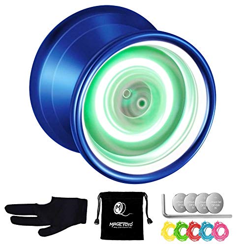 YOSTAR Professional YoYo, MAGICYOYO Y02 Unresponsive Yoyo Pro Light Up Yoyos for Kids, + 5 Strings + Bag + Glove (Blue with Green Light) - Thumbnail 7