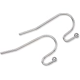 KISSITTY 100-Piece Platinum French Hook Ball Dot Earwires 22x11mm Dangle Earring Wires Findings