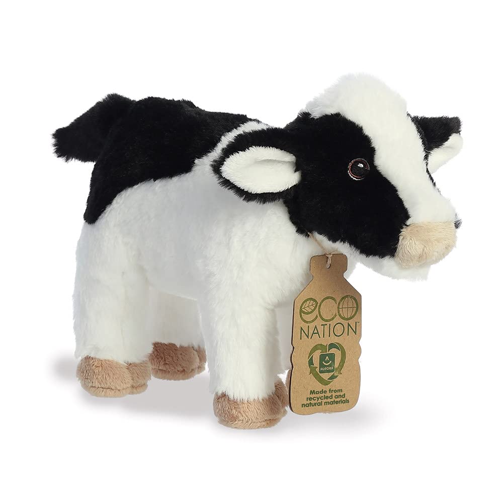 Aurora, 35026, Eco Nation Cow 10In, Soft Toy, White & Black