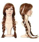 Anogol Hair Cap+Movie Cosplay Wig Brown Braid for Halloween (Brown,1-Pack)