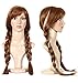 Anogol Hair Cap+Movie Cosplay Wig Brown Braid for Halloween (Brown,1-Pack)