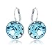 MYJS Bella Earrings with 8.5 Carat Aquamarine Swarovski Crystal Rhodium Plated