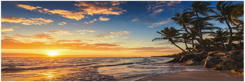 ASLKUYT Atardeceres Mar Natural Playa Coconut Palm Paisaje Arte de la