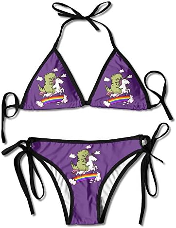 FashionNumOne T-Rex Dinosaur Riding Cartoon Unicorn Women Print Bikini Alluring Erotogenic Bathing Suit
