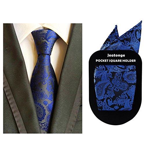 Lot 6 Pcs Mens Ties and 6 Free Matching Pocket Squares, Men's Classic Tie Necktie Woven Jacquard Neck Ties Gift box packing (6+6 style 10)