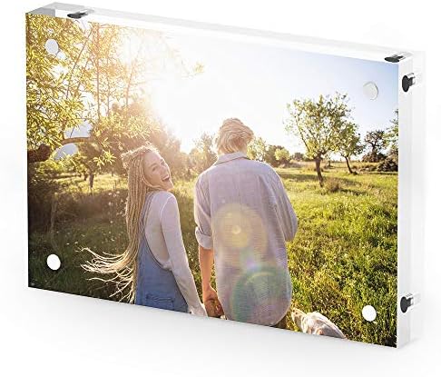 T ATHINK 4x6 Magnetic Acrylic Picture Frame, Crystal Clear & Free Standing & Double Side Desktop Photo Frame