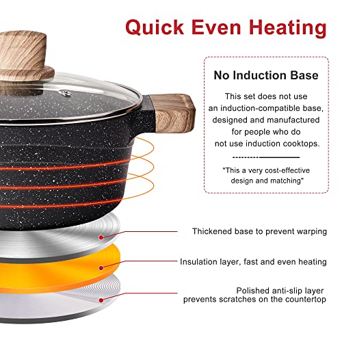 Pots and Pans Set Caannasweis Kitchen Nonstick Cookware Sets Granite Frying Pans for Cooking