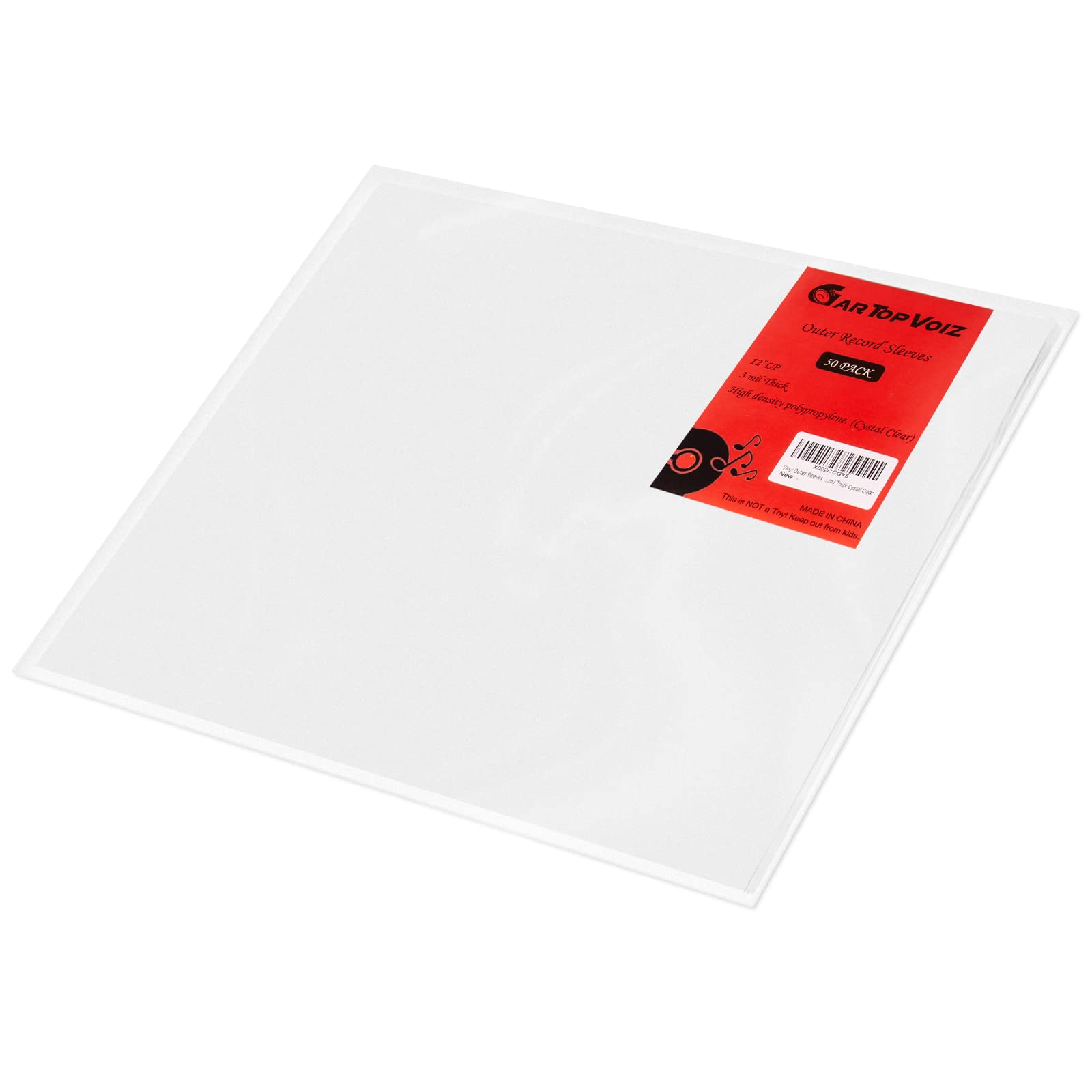 Gartopvoiz Outer Vinyl Record Sleeves, 50x 12 Inch Single & Double Plastic Album Covers Protection, 3 mil Thick Cystal Clear