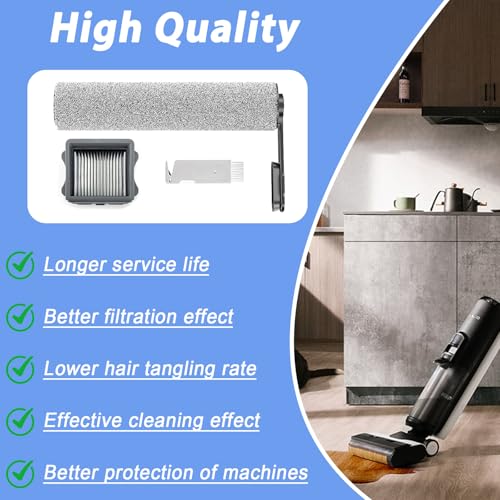 Cleptorize Spare Parts for Tineco Floor One S5/ S5 Pro/ S5 Pro 2/ S5 Extreme Vacuum Cleaner, Kit of 2 Roller Brushes, 2 Filters, 1 Cleaning Brush