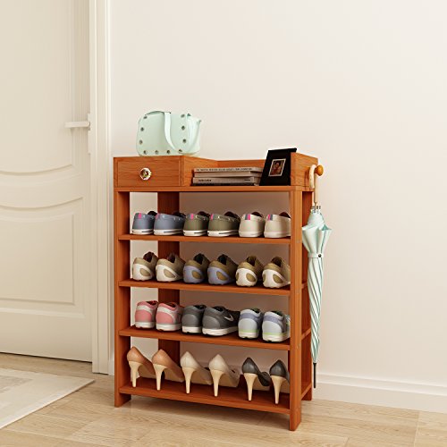 4-tier wooden shoe shelf storage organizer entryway sho…