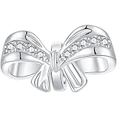 BIZK 925 Sterling Silver Charm Fits Bracelets and Necklaces Charms for Women Fashion Jewelry for Women, Lover, Mother and Friend (Bow Tie)