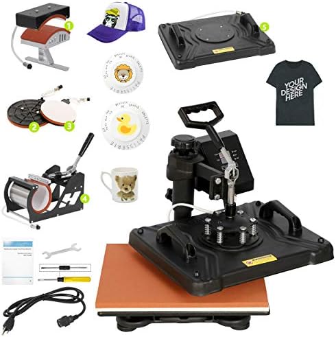 Smartxchoices Pro 5 in 1 Heat Press Machine Combo 360-degree Rotation