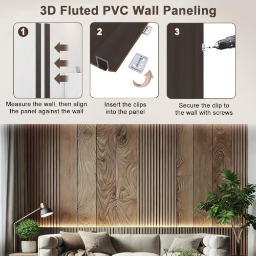 Wood Wall Slat Panel, 3D Fluted Wall Paneling for Interior 100 * 15 * 1.7cm | WPC Decorative Wall Stickers Noise Reduction, Wood Grain Textured Slats Wallpaper with Buckles for Ceiling Decor