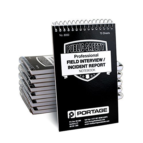 3-Pack Police Field Interview Notebooks With PU Leather Cover & Pen – Top-Spiral Steno Pads For Law Enforcement, Incident Reports (4x8in, 70 Sheets Each)