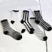 Ealafee Girl's Short Ankle Tube Black Medium Mesh Socks Pairs 5 Short Stockings