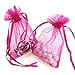 Bezall 100Pcs Organza Bags 4x6 Inch, Hot Pink Small Jewelry Bag Drawstring Mesh Gift Bags Wedding Party Favor Christmas Candy Pouches