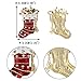 EVER FAITH Austrian Crystal Lovely Red Santa Stocking Candy Cane Brooch Gold-Tone