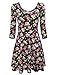 TAM Ware Women Elegant Floral Print 3/4 Sleeve Scoop Neck Flare Dress