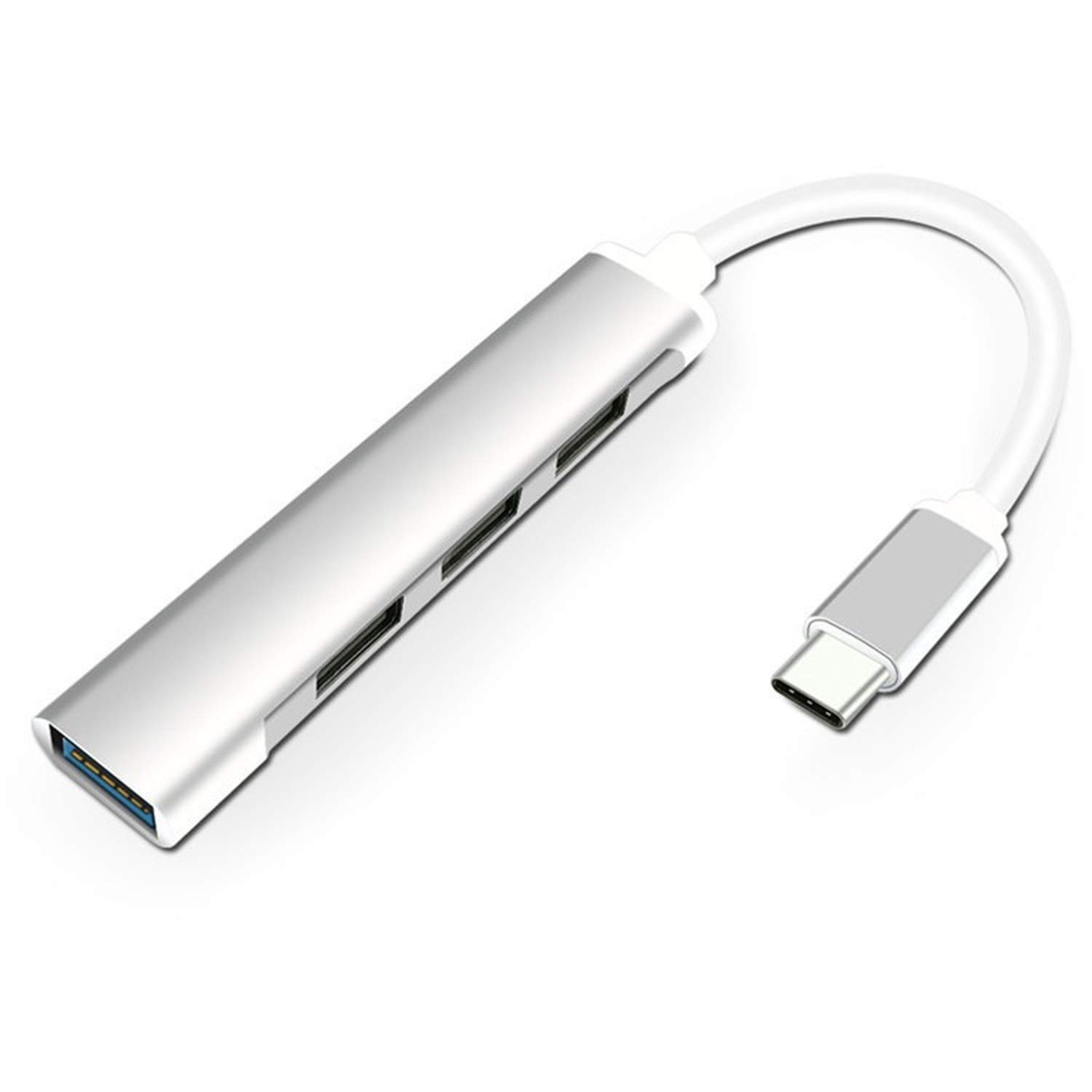 LITTONE® 4 in 1 Type-C 3 Port USB 2.0 USB 1 Port 3.0 PD Charging Port Hub Multifunction Adapter (Silver)