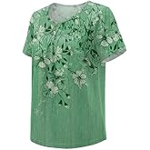 Misakia Womens Short Sleeve Shirts Summer Crew Neck Top Botton Up Casual Dressy Ruched Blouses Tunic 2026