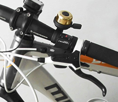 Famolay Mini Bike Bell Brass Bike Bell,Cool Copper Bicycle Bike Road Bike Bell Accessories Adjustable Safety Warning Loud Horn for Mountain for Kids Bike (Gold)