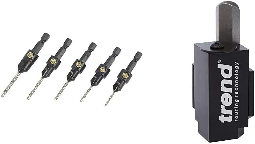 Trend Snap/CS/Set 5-Piece Drill Countersink Set & C Corner Chisel for Hinge Fitting, Black, 70mm