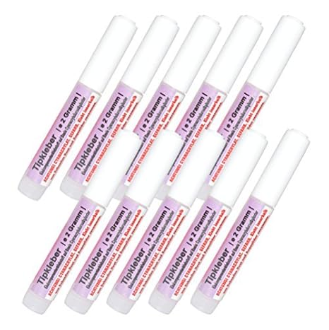 10er Set NAILFUN Tipkleber [10 x 2 Gramm] Profi Nagelkleber transparent und dünnviskos