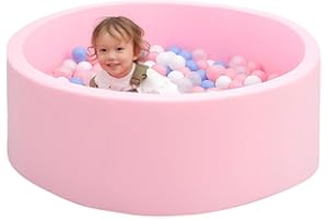 SAETSFEG 35.4" x 11.8" Foam Ball Pit for Toddlers, Baby Round Balls Pool for Babies 1 Years Up, Kids Play Ball Pits Ideal Gift for Boys and Girls, Balls Not Included, Pink