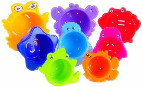 Bath Toy / Sand Toy for Kids - Fun and Brightly Colored Under the Sea Animals Bath Stacking Cups