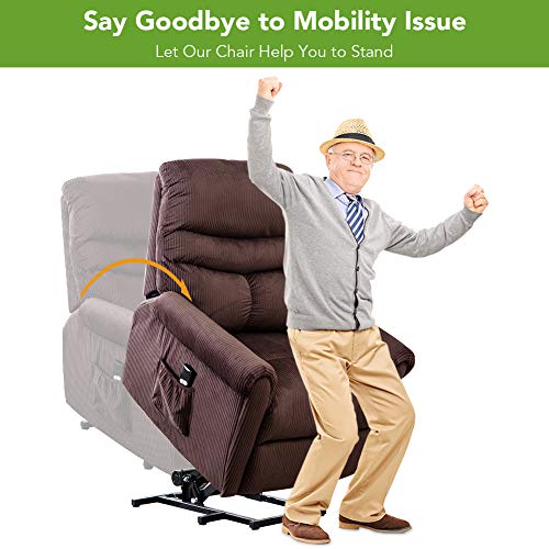 Lift Chair Recliner for Elderly Power Electric Seat with Remote Control Recliners - Chocolate