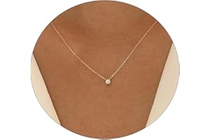 MIDEEO CZ Diamond Necklace for Women Dainty Layered Cubic Zirconia Solitaire Pendant Necklace Gold Plated Waterdrop Shape Square Emerald Green CZ Simulated Diamond Bridesmaid Necklace