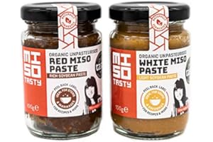 Miso Tasty Organic 6 Month aged Shiro White & 12 Month aged AKA Red Miso Cooking Paste - 2x 100g (0.44lbs)