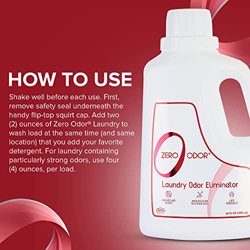 Zero Odor Laundry Odor Eliminator Patented Molecular Technology Best For Clothes, Towels