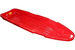 EMSCO GROUP ESP 48" Sno Cruiser Toboggan – Two-Rider Sled – Tough Polyresin, Diamond-Polished Bottom – Red