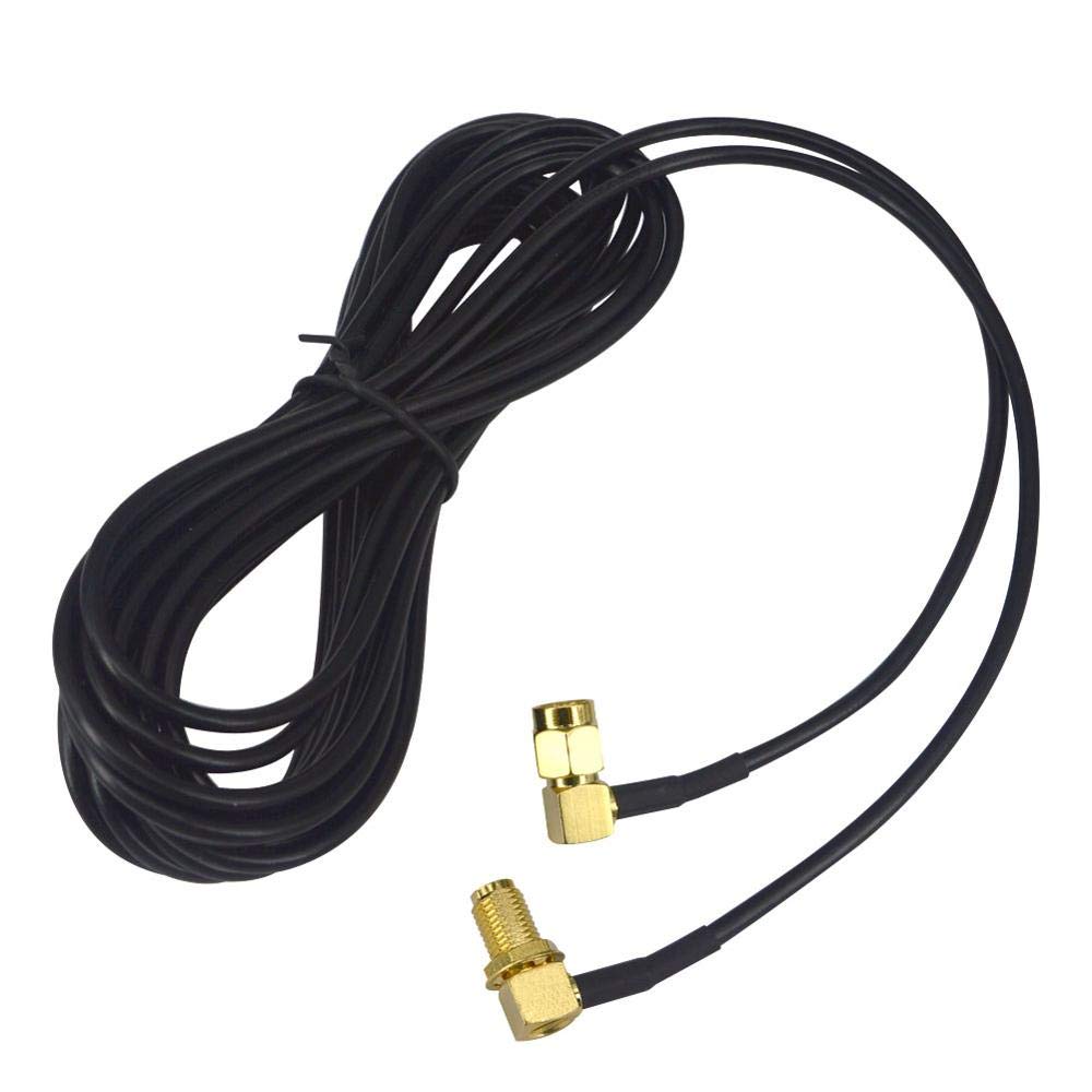 YILIANDUO SMA WiFi Antenna Cable SMA Male to SMA Female 90 Degree Aerial Extension Cabel RG174 5M for 3G 4G LTE Antenna Extension WLAN DAB Radio Baofeng