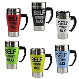 Tera 350ml HOT Stainless Plain Lazy Self Stirring Mug Auto Mixing Tea Coffee Cup Office Home Gift Novelty with Tera Dust Cloth