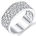 Sterling Silver Men's Wedding Band Engagement Ring With Cubic Zirconia CZ 9MM 3 Row Size 12