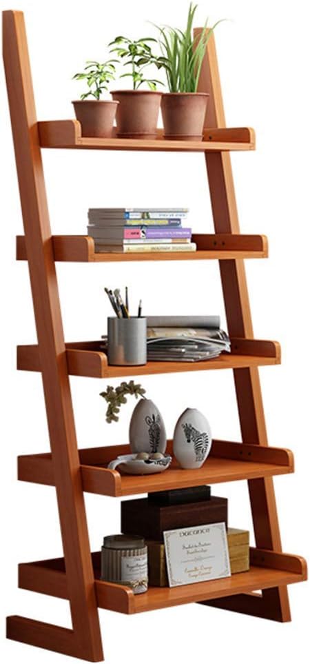 Polymer Exquisite Step Stool Solid Wood Ladder Shelf Bookshelf,Thickened Murder Easy Assembly Corner Flower Stand Library Display Stand Floor-Standing for Home or Office -B 60x30x140cm(24x12x55inch)